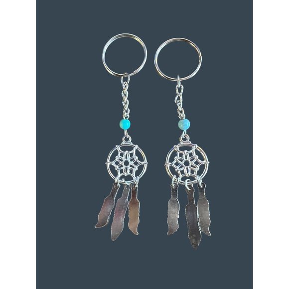 Native American Key Chain Set Feather Dream Catcher Silver - Picture 15 of 16